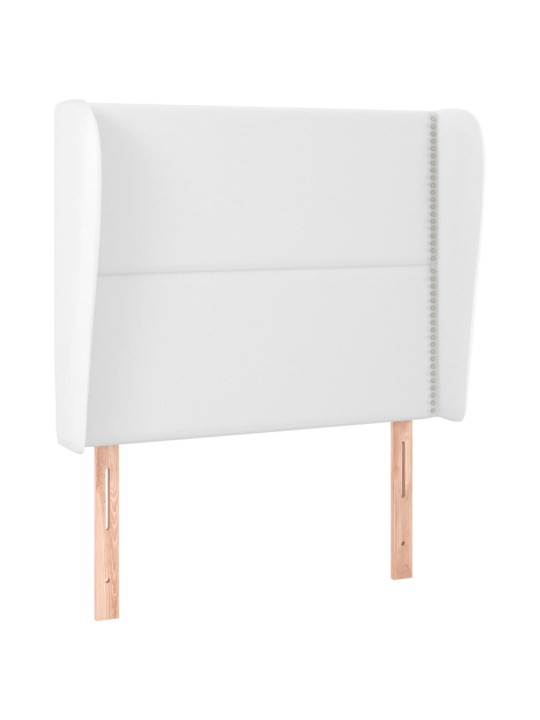 Čelo postele typu ušák bílé 103 x 23 x 118/128 cm umělá kůže
