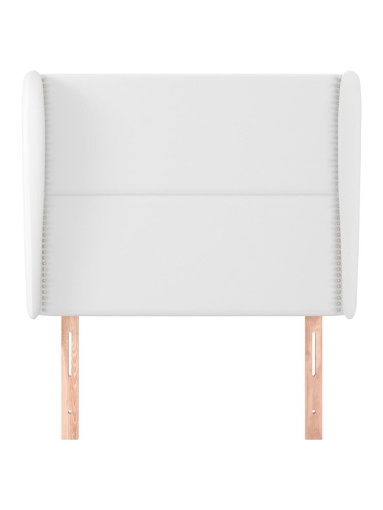 Čelo postele typu ušák bílé 103 x 23 x 118/128 cm umělá kůže