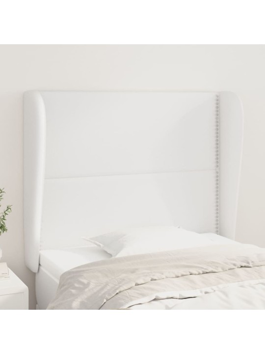 Čelo postele typu ušák bílé 103 x 23 x 118/128 cm umělá kůže