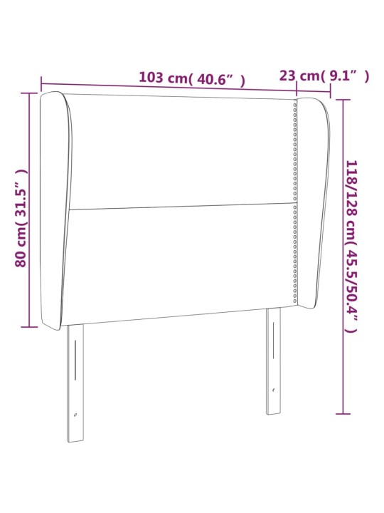 Čelo postele typu ušák tmavě šedé 103x23x118/128 cm umělá kůže