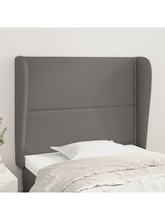 Čelo postele typu ušák tmavě šedé 103x23x118/128 cm umělá kůže
