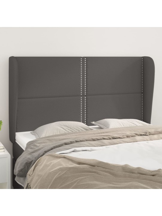 Čelo postele typu ušák tmavě šedé 147x23x118/128 cm umělá kůže