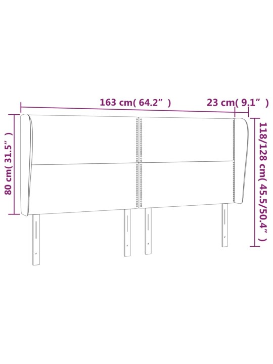 Čelo postele typu ušák tmavě šedá 163x23x118/128 cm umělá kůže