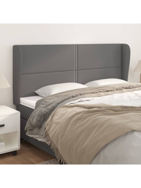 Čelo postele typu ušák tmavě šedá 163x23x118/128 cm umělá kůže