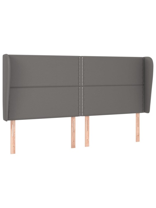 Čelo postele typu ušák tmavě šedá 183x23x118/128 cm umělá kůže