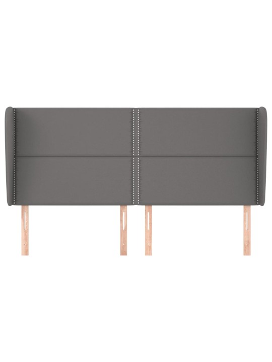 Čelo postele typu ušák tmavě šedá 183x23x118/128 cm umělá kůže