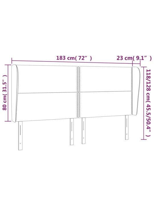 Čelo postele typu ušák tmavě šedá 183x23x118/128 cm umělá kůže