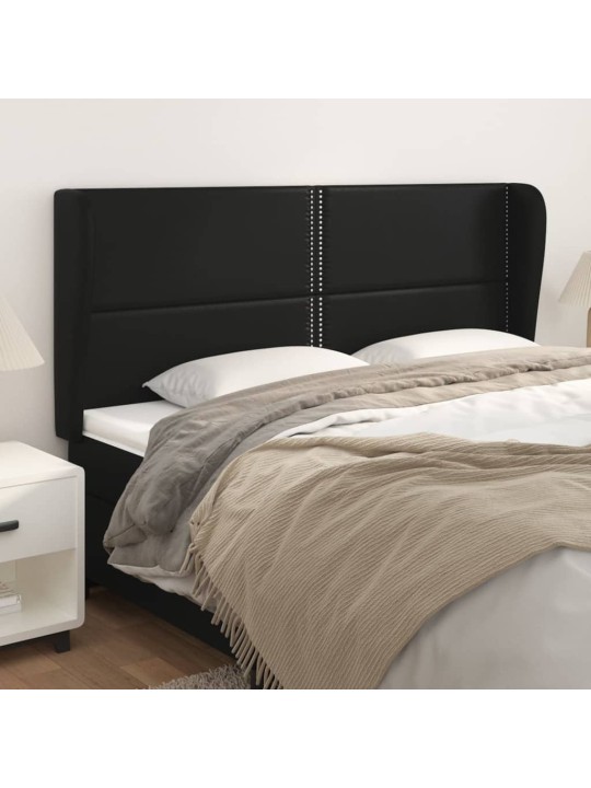 Čelo postele typu ušák černé 203x23x118/128 cm umělá kůže