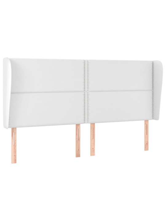 Čelo postele typu ušák bílá 203x23x118/128 cm umělá kůže