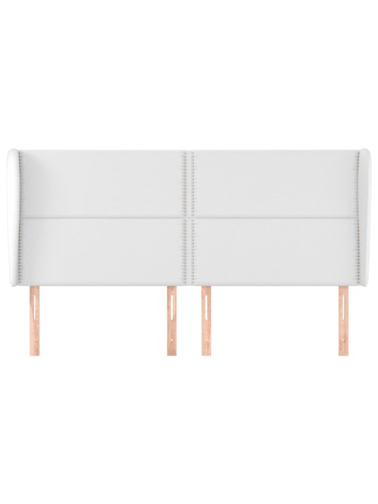 Čelo postele typu ušák bílá 203x23x118/128 cm umělá kůže