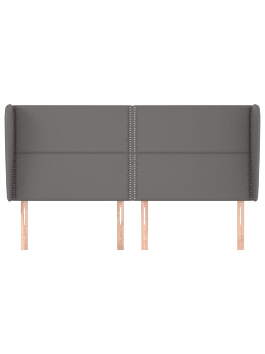 Čelo postele typu ušák tmavě šedá 203x23x118/128 cm umělá kůže