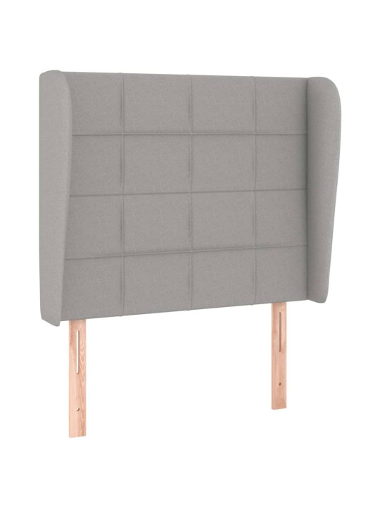 Čelo postele typu ušák světle šedé 83 x 23 x 118/128 cm textil
