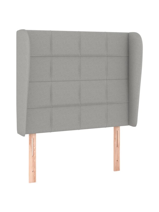 Čelo postele typu ušák světle šedé 93 x 23 x 118/128 cm textil