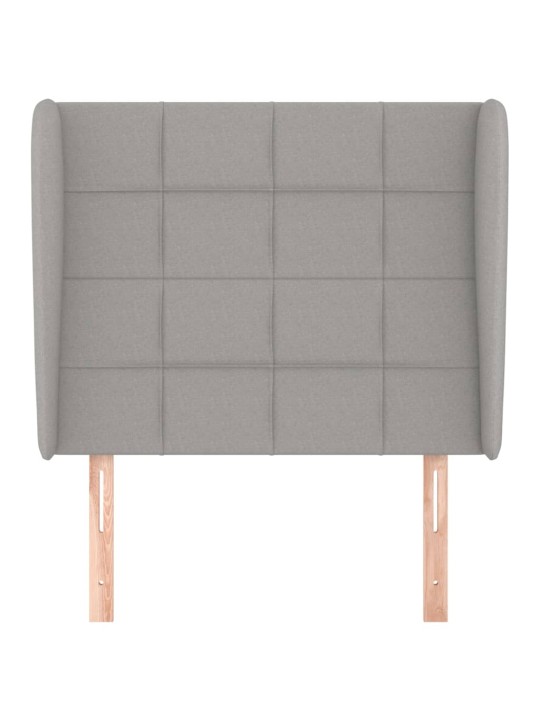 Čelo postele typu ušák světle šedé 93 x 23 x 118/128 cm textil
