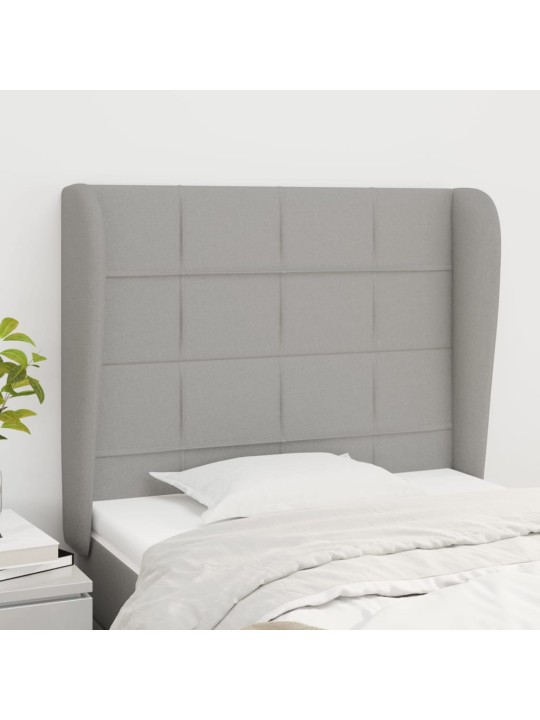 Čelo postele typu ušák světle šedé 93 x 23 x 118/128 cm textil