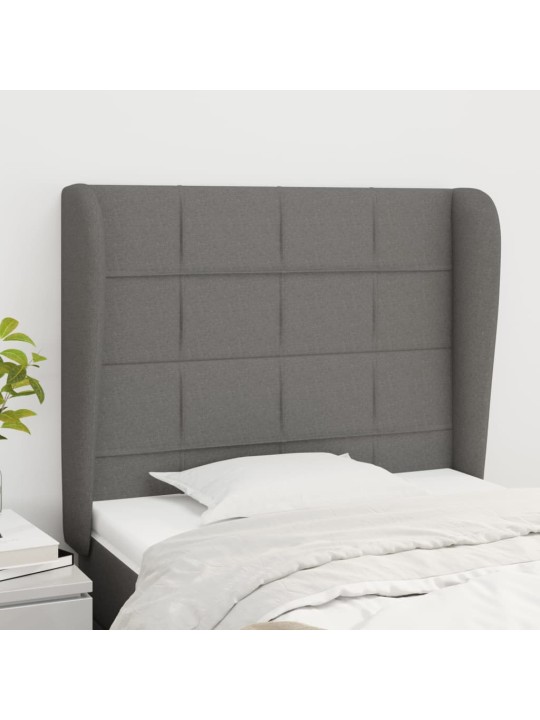 Čelo postele typu ušák tmavě šedé 93x23x118/128 cm textil