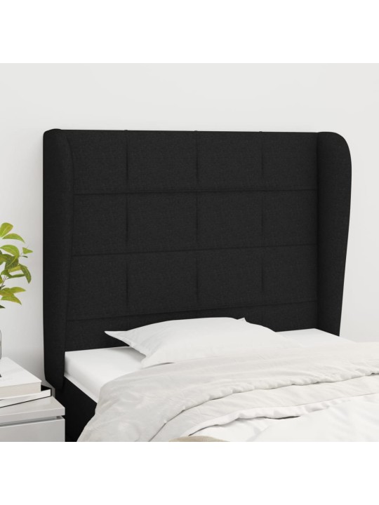 Čelo postele typu ušák černé 93x23x118/128 cm textil