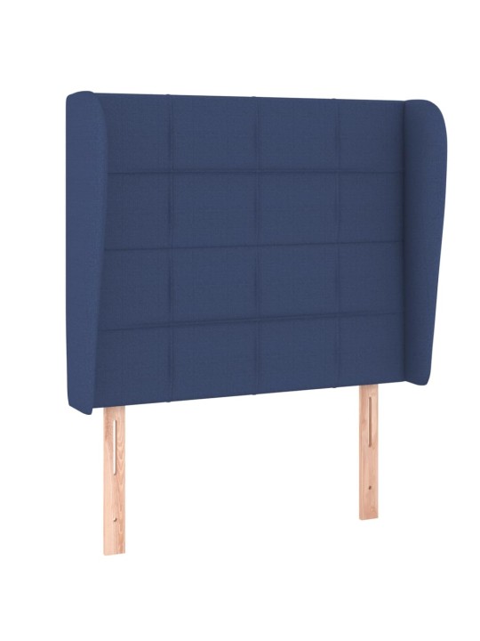 Čelo postele typu ušák modré 93x23x118/128 cm textil