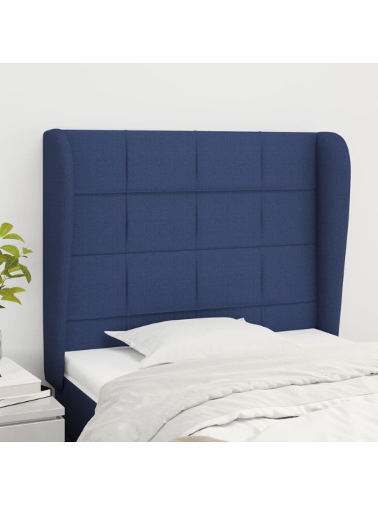 Čelo postele typu ušák modré 93x23x118/128 cm textil