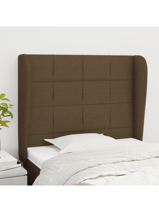 Čelo postele typu ušák tmavě hnědé 103x23x118/128 cm textil