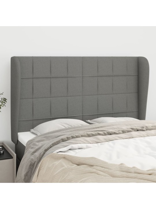 Čelo postele typu ušák tmavě šedé 147x23x118/128 cm textil