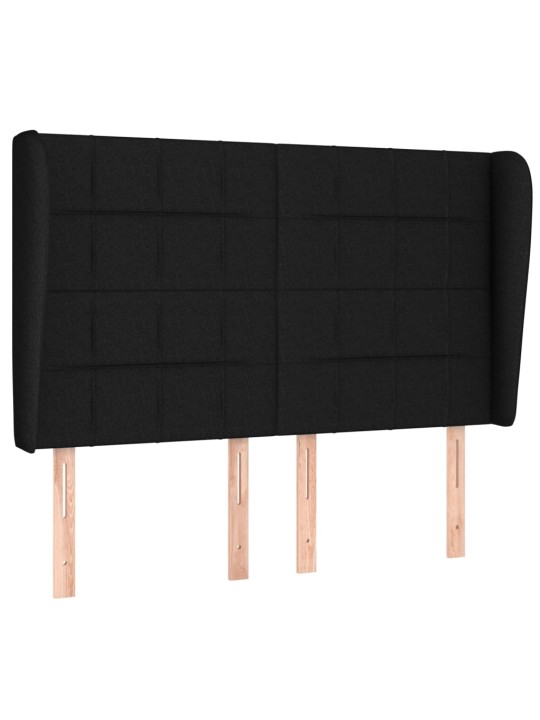 Čelo postele typu ušák černé 147x23x118/128 cm textil