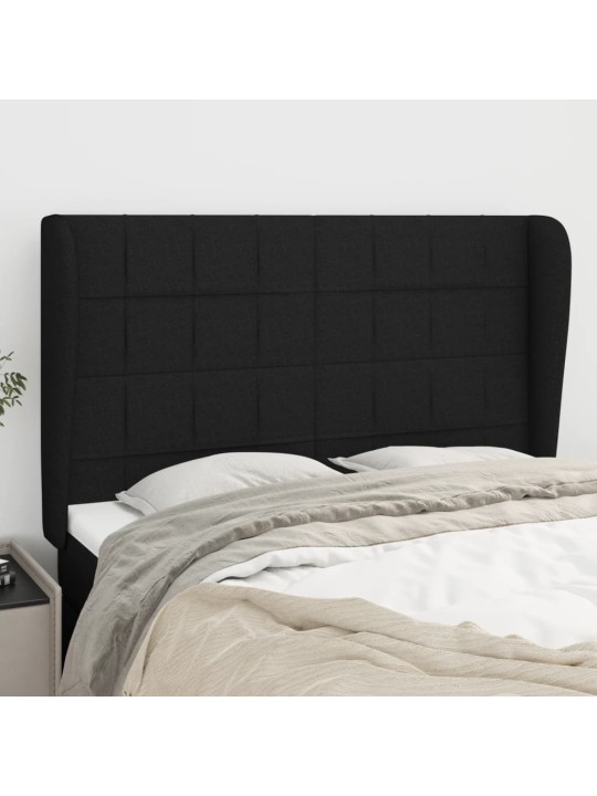 Čelo postele typu ušák černé 147x23x118/128 cm textil