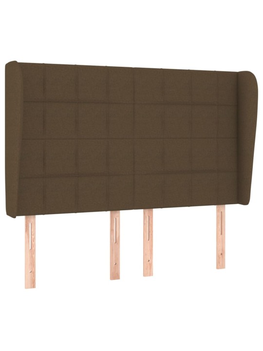Čelo postele typu ušák tmavě hnědé 147x23x118/128 cm textil