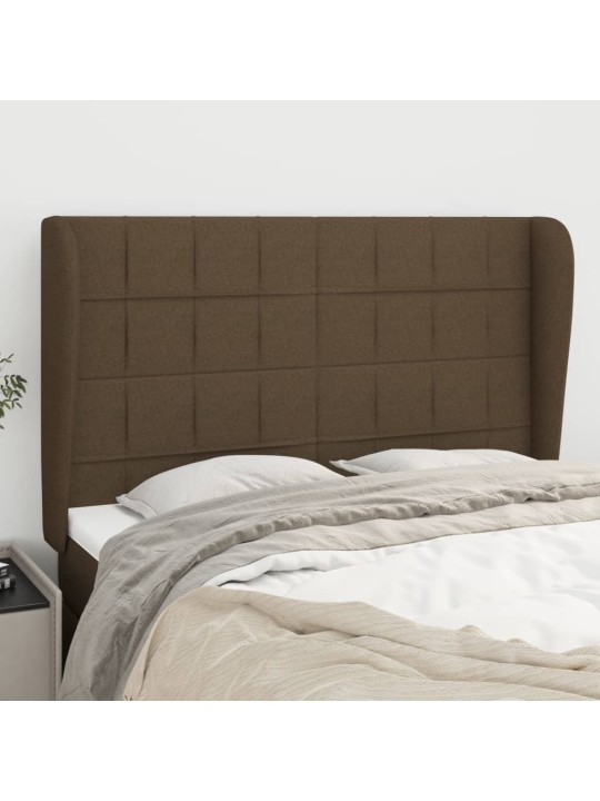 Čelo postele typu ušák tmavě hnědé 147x23x118/128 cm textil