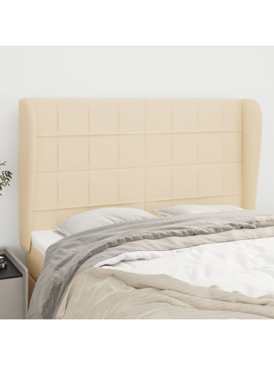 Čelo postele typu ušák krémové 147x23x118/128 cm textil