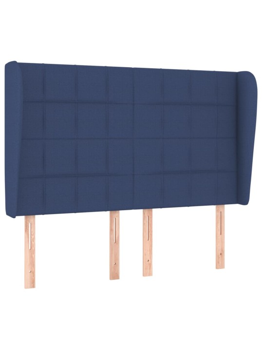 Čelo postele typu ušák modré 147x23x118/128 cm textil