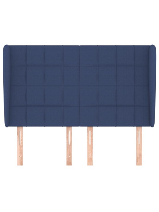 Čelo postele typu ušák modré 147x23x118/128 cm textil