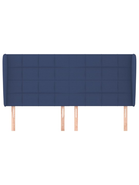 Čelo postele typu ušák modré 163x23x118/128 cm textil