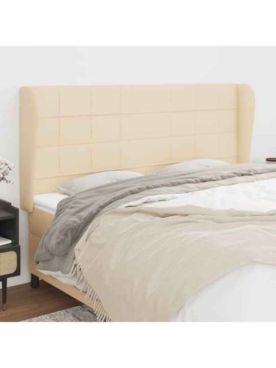 Čelo postele typu ušák krémové 183x23x118/128 cm textil
