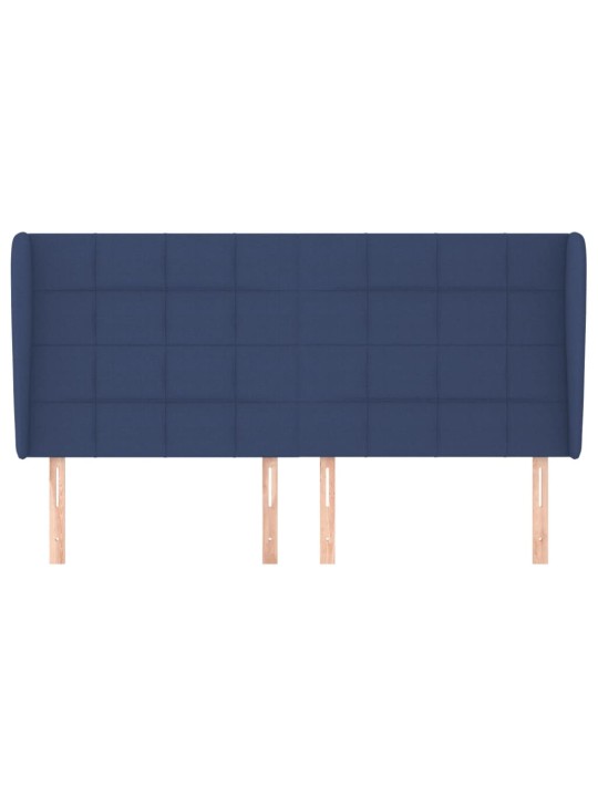 Čelo postele typu ušák modré 183x23x118/128 cm textil