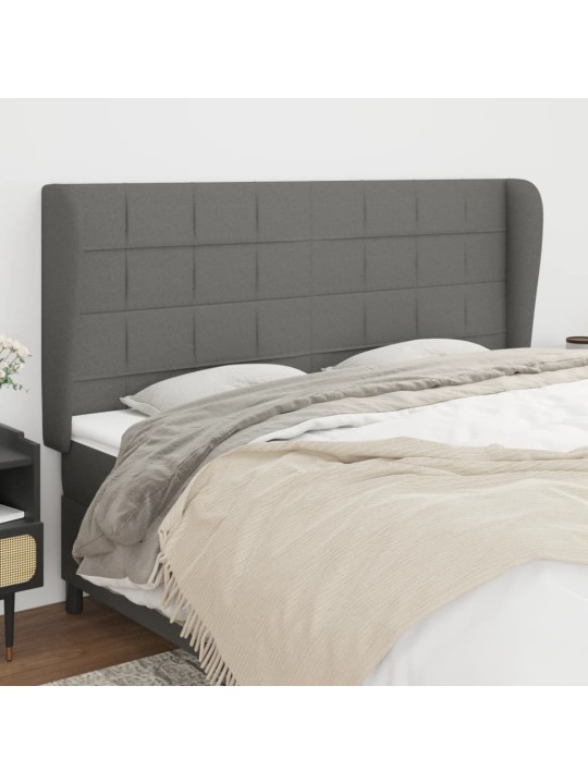 Čelo postele typu ušák tmavě šedé 203x23x118/128 cm textil