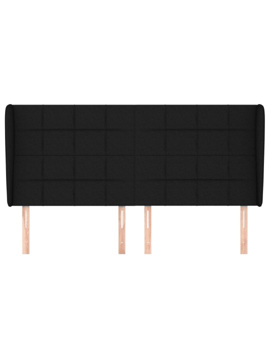 Čelo postele typu ušák černé 203x23x118/128 cm textil