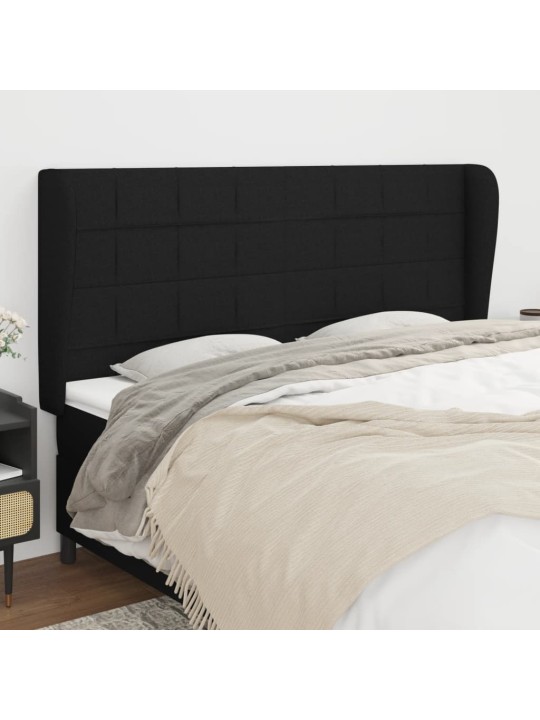 Čelo postele typu ušák černé 203x23x118/128 cm textil