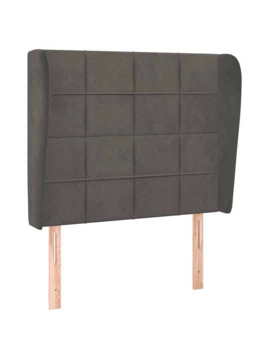 Čelo postele typu ušák tmavě šedé 83 x 23 x 118/128 cm samet