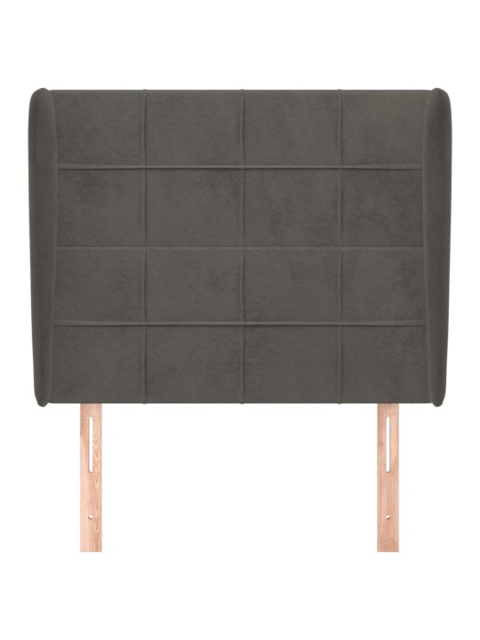 Čelo postele typu ušák tmavě šedé 83 x 23 x 118/128 cm samet