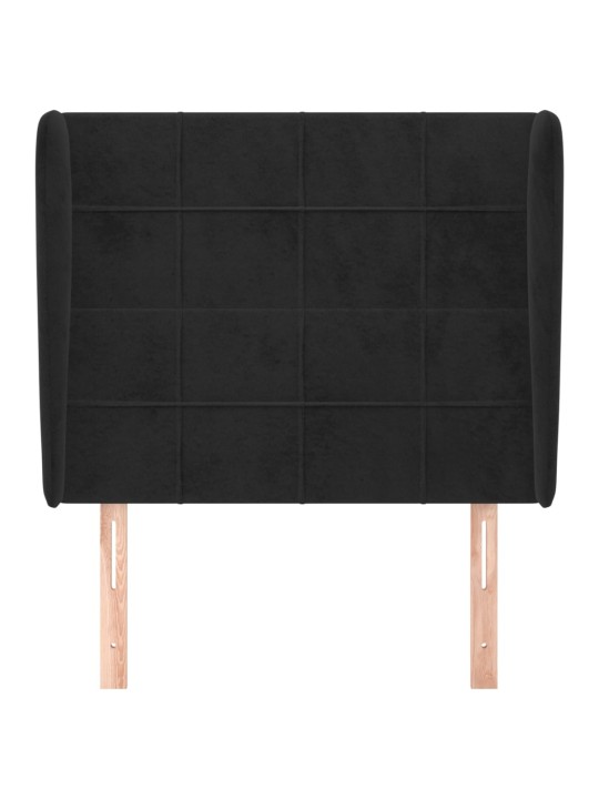 Čelo postele typu ušák černé 83 x 23 x 118/128 cm samet