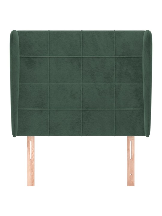 Čelo postele typu ušák tmavě zelené 83 x 23 x 118/128 cm samet
