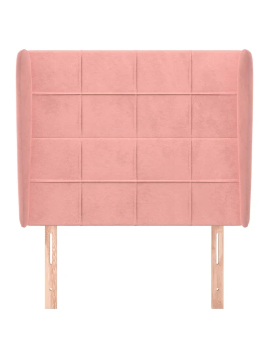 Čelo postele typu ušák růžové 83 x 23 x 118/128 cm samet