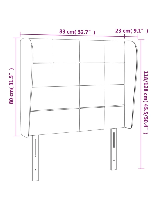 Čelo postele typu ušák růžové 83 x 23 x 118/128 cm samet