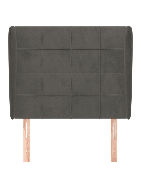 Čelo postele typu ušák tmavě šedé 93x23x118/128 cm samet