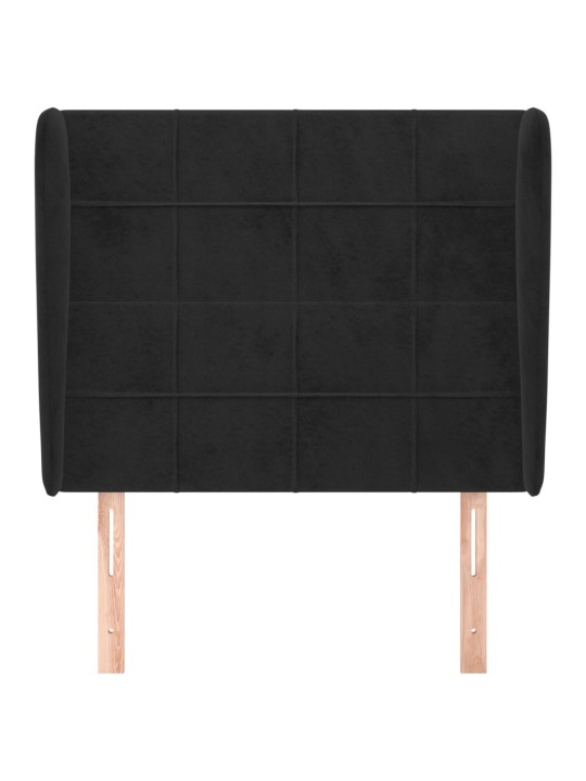 Čelo postele typu ušák černé 93x23x118/128 cm samet