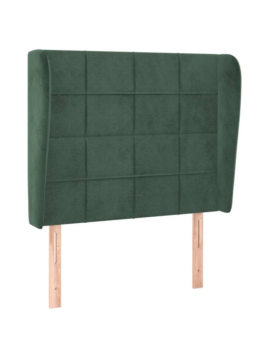 Čelo postele typu ušák tmavě zelená 93x23x118/128 cm samet