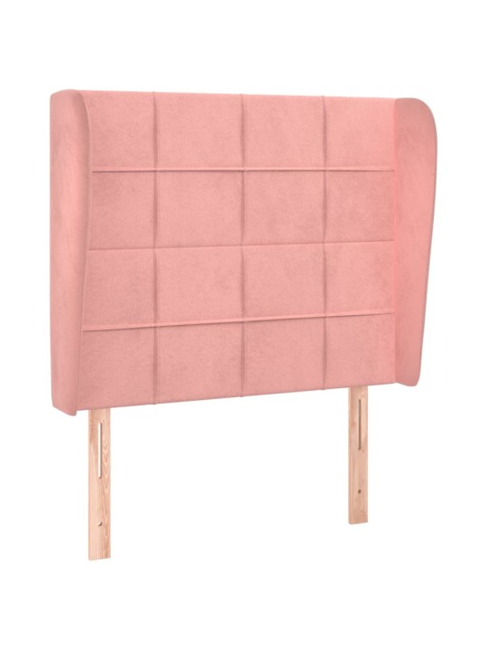 Čelo postele typu ušák růžové 93 x 23 x 118/128 cm samet