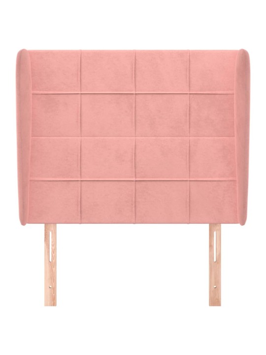 Čelo postele typu ušák růžové 93 x 23 x 118/128 cm samet