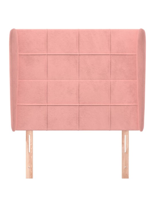 Čelo postele typu ušák růžové 83 x 23 x 118/128 cm samet